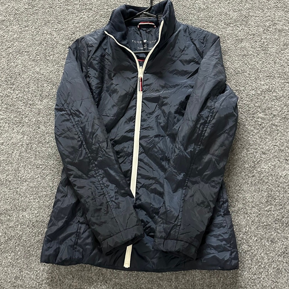 Tommy Hilfiger Jacket Womens XS Navy Blue All Weather System Quilted Full Zip